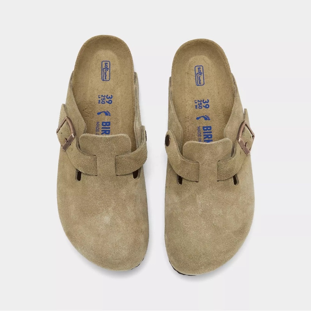 Birkenstock Boston Soft Footbed Light Brown Suede Slip-Ons